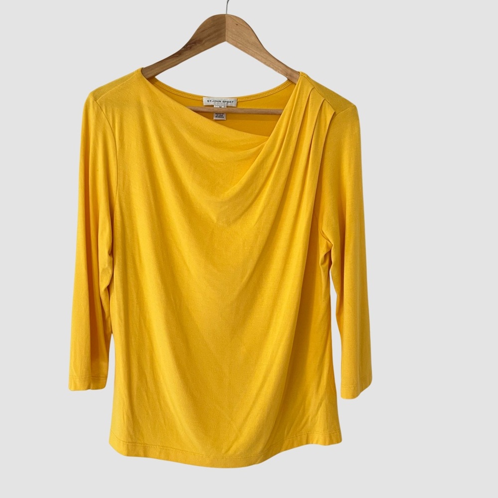 St. John Sport Yellow Draped 3/4 Sleeve Top M